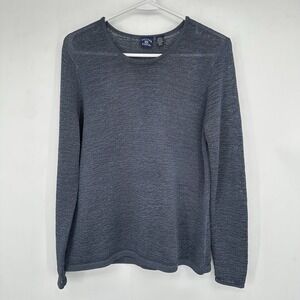 VTG Cutter & Buck Women's Blue Open Weave Knit Sweater Top S Y2K Coastal Minimal